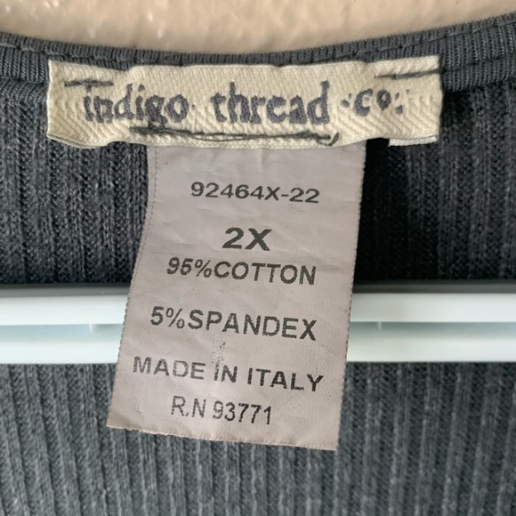 Indigo Thread Made In Italy Gray Ribbed Split Front Cozy Chic Maxi Dress Size 2X - Picture 8 of 8